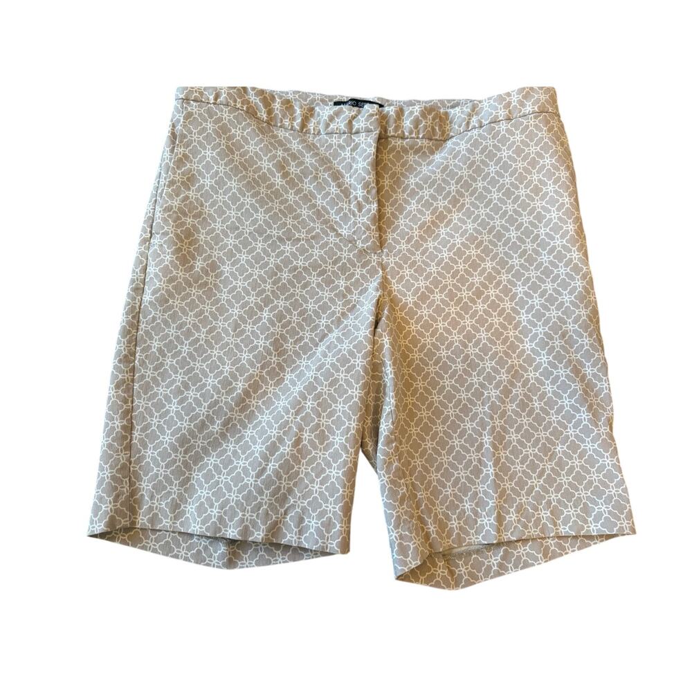 Mario Serrani Italy Bermuda Shorts Women 10 Beige Geometric Clover Preppy Casual